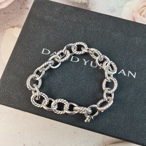Silver-Tone Twisted Cable Link Chain Bracelet